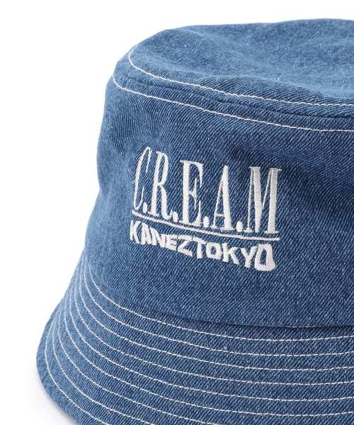 KaneZ（ケインズ）の「KaneZ/ケインズ/ロゴ刺繍デニムバケットハット/C.R.E.A.M BucketHat（ハット・メンズ・ブルー/ブラック・FREE）」の4枚目の写真