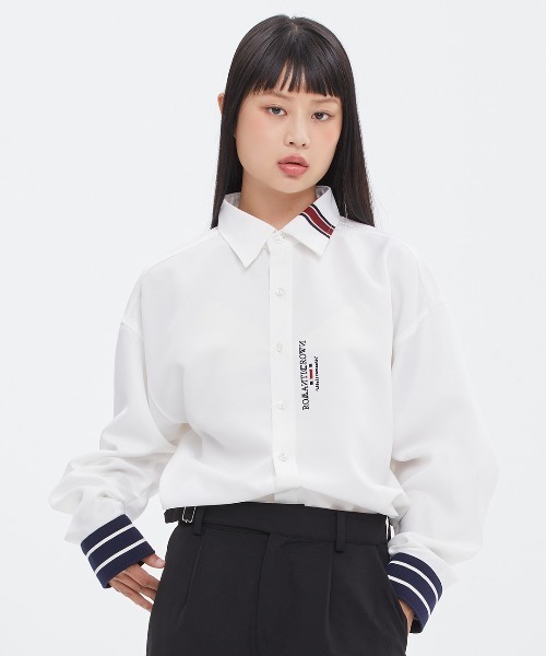 ROMANTIC CROWN（ロマンティッククラウン）の「【ROMANTIC CROWN】SIGNATURE CLUB SHIRT / ロマンティッククラウン シグネチャー クラブ ライン シャツ（シャツ/ブラウス・メンズ・ホワイト/ネイビー・SMALL/MEDIUM/LARGE/X-LARGE）」の2枚目の写真