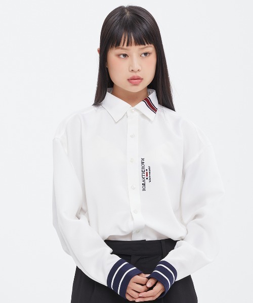 ROMANTIC CROWN（ロマンティッククラウン）の「【ROMANTIC CROWN】SIGNATURE CLUB SHIRT / ロマンティッククラウン シグネチャー クラブ ライン シャツ（シャツ/ブラウス・メンズ・ホワイト/ネイビー・SMALL/MEDIUM/LARGE/X-LARGE）」の3枚目の写真