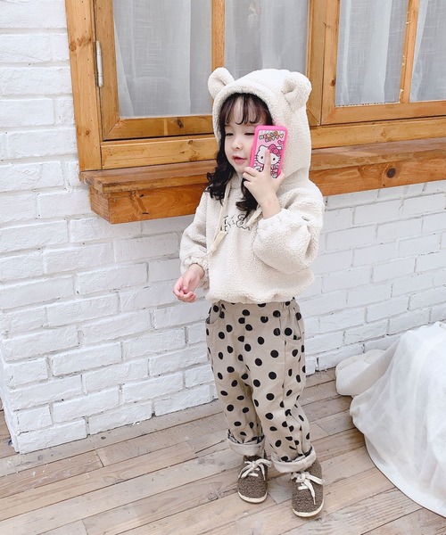 Aimoha Kids 新作 韓国子供服 かわいいくま耳付きボアパーカー