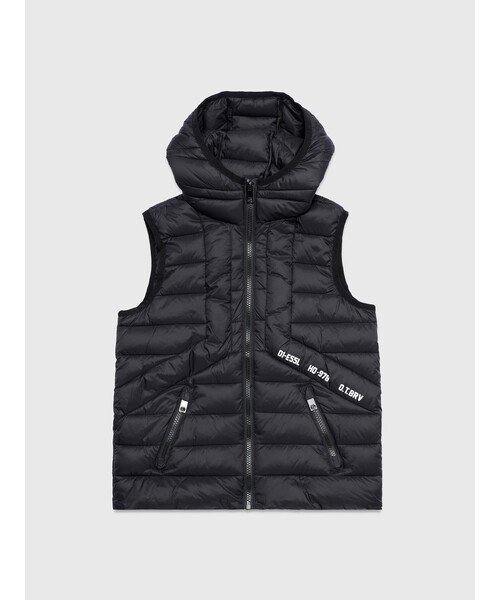 DIESEL（ディーゼル）の「DIESEL KID ジュニア 中綿ベスト フード（ダウンベスト・キッズ・ブラック/オレンジ/グリーン/パープル/ピンク/カーキ・10Y/14Y/6Y/12Y/4Y/8Y）」の2枚目の写真