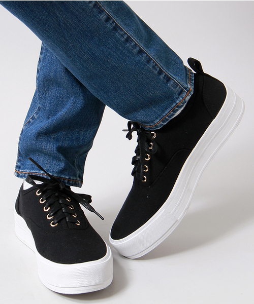 WEGO（ウィゴー）の「WEGO/キャンバスハイソールスニーカー（スニーカー・メンズ・ブラック/ブルー/ホワイト・LARGE/MEDIUM）」の3枚目の写真