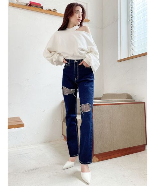 GYDA（ジェイダ）の「カットデザインraised back TOPS（Tシャツ/カットソー・レディース・オフホワイト/ブラック/ベージュ・FREE）」の5枚目の写真