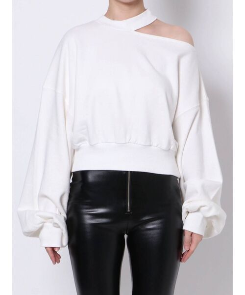 GYDA（ジェイダ）の「カットデザインraised back TOPS（Tシャツ/カットソー・レディース・オフホワイト/ブラック/ベージュ・FREE）」の17枚目の写真