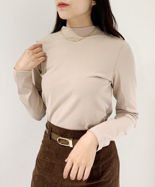 CLEA(クレア)の「スムースタッチロングスリーブカットソー(Tシャツ/カットソー・レディース・ホワイト/ブラック/ベージュ・FREE)」の2枚目の写真