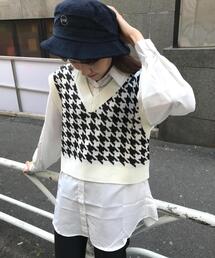 千鳥格子柄ベスト+シャツセット