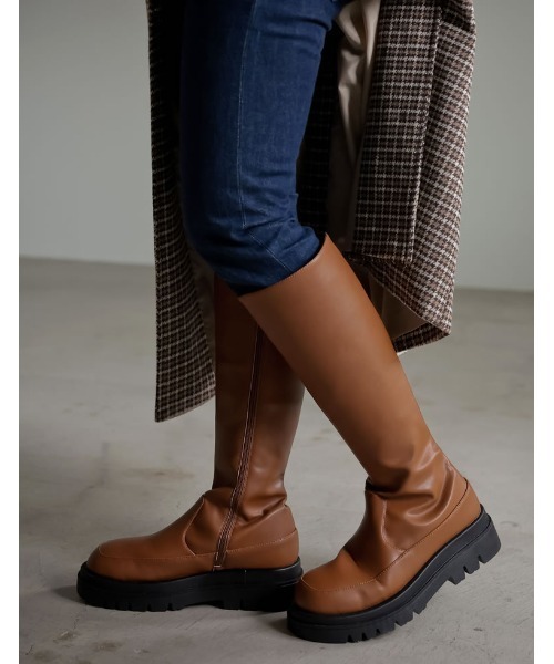 Re:EDIT（リエディ）の「エコレザートラックソールロングブーツ（ブーツ・レディース・ブラック/ブラウン/キャメル・SMALL/MEDIUM/LARGE/X-LARGE/XX-LARGE）」の10枚目の写真