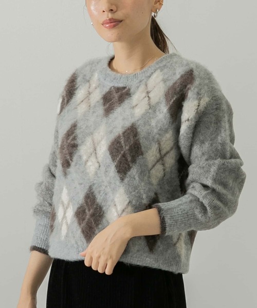 URBAN RESEARCH Sonny Label（アーバンリサーチサニーレーベル）の「アーガイルパターンニットプルオーバー（ニット/セーター・レディース・グレー/オフホワイト/オレンジ・FREE）」の3枚目の写真