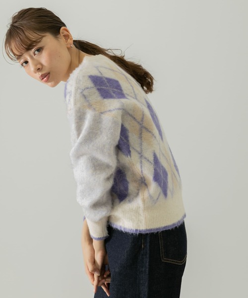 URBAN RESEARCH Sonny Label（アーバンリサーチサニーレーベル）の「アーガイルパターンニットプルオーバー（ニット/セーター・レディース・グレー/オフホワイト/オレンジ・FREE）」の4枚目の写真
