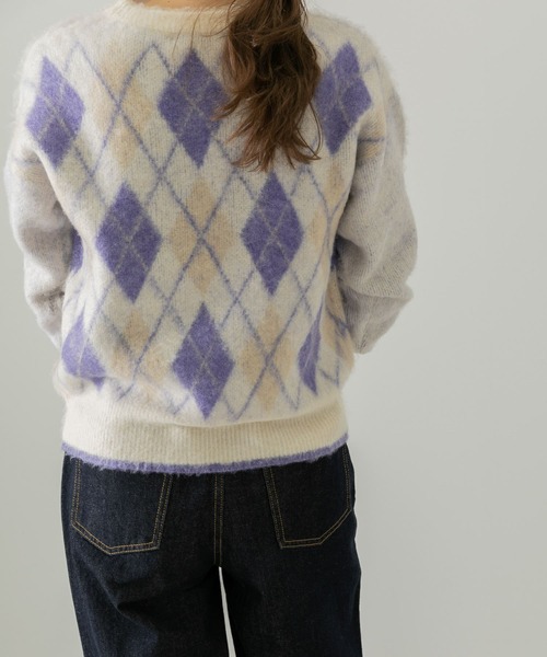URBAN RESEARCH Sonny Label（アーバンリサーチサニーレーベル）の「アーガイルパターンニットプルオーバー（ニット/セーター・レディース・グレー/オフホワイト/オレンジ・FREE）」の5枚目の写真