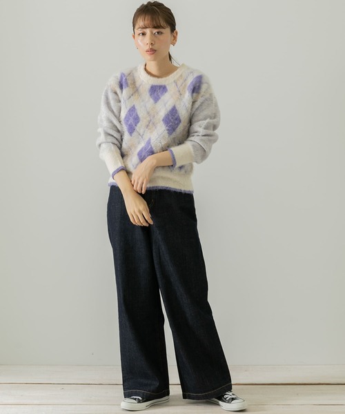 URBAN RESEARCH Sonny Label（アーバンリサーチサニーレーベル）の「アーガイルパターンニットプルオーバー（ニット/セーター・レディース・グレー/オフホワイト/オレンジ・FREE）」の7枚目の写真