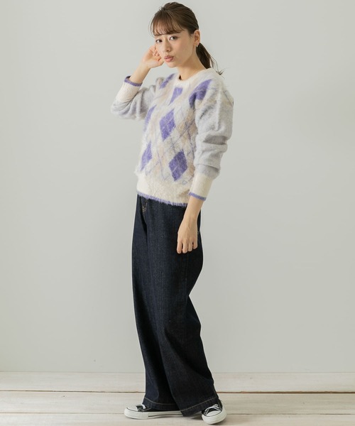 URBAN RESEARCH Sonny Label（アーバンリサーチサニーレーベル）の「アーガイルパターンニットプルオーバー（ニット/セーター・レディース・グレー/オフホワイト/オレンジ・FREE）」の8枚目の写真