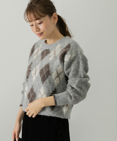 URBAN RESEARCH Sonny Label（アーバンリサーチサニーレーベル）の「アーガイルパターンニットプルオーバー（ニット/セーター・レディース・グレー/オフホワイト/オレンジ・FREE）」の10枚目の写真
