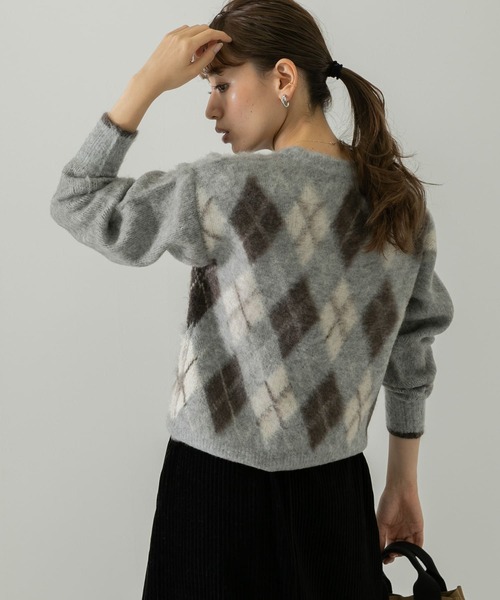 URBAN RESEARCH Sonny Label（アーバンリサーチサニーレーベル）の「アーガイルパターンニットプルオーバー（ニット/セーター・レディース・グレー/オフホワイト/オレンジ・FREE）」の11枚目の写真