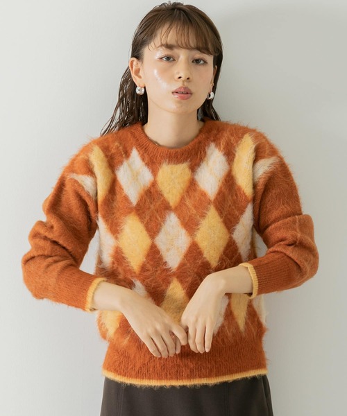 URBAN RESEARCH Sonny Label（アーバンリサーチサニーレーベル）の「アーガイルパターンニットプルオーバー（ニット/セーター・レディース・グレー/オフホワイト/オレンジ・FREE）」の14枚目の写真