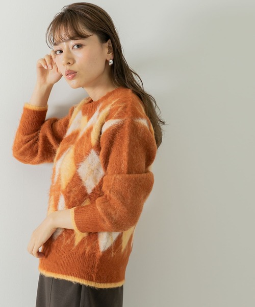 URBAN RESEARCH Sonny Label（アーバンリサーチサニーレーベル）の「アーガイルパターンニットプルオーバー（ニット/セーター・レディース・グレー/オフホワイト/オレンジ・FREE）」の15枚目の写真