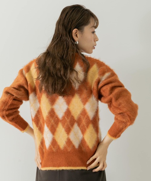 URBAN RESEARCH Sonny Label（アーバンリサーチサニーレーベル）の「アーガイルパターンニットプルオーバー（ニット/セーター・レディース・グレー/オフホワイト/オレンジ・FREE）」の16枚目の写真