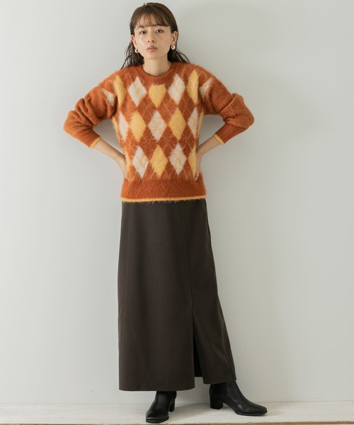 URBAN RESEARCH Sonny Label（アーバンリサーチサニーレーベル）の「アーガイルパターンニットプルオーバー（ニット/セーター・レディース・グレー/オフホワイト/オレンジ・FREE）」の17枚目の写真