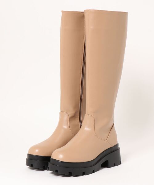 KOBE LETTUCE（コウベレタス）の「ロングコンバットブーツ（ブーツ・レディース・ブラウン/ベージュ/ブラック・LL/L/M/S）」の4枚目の写真