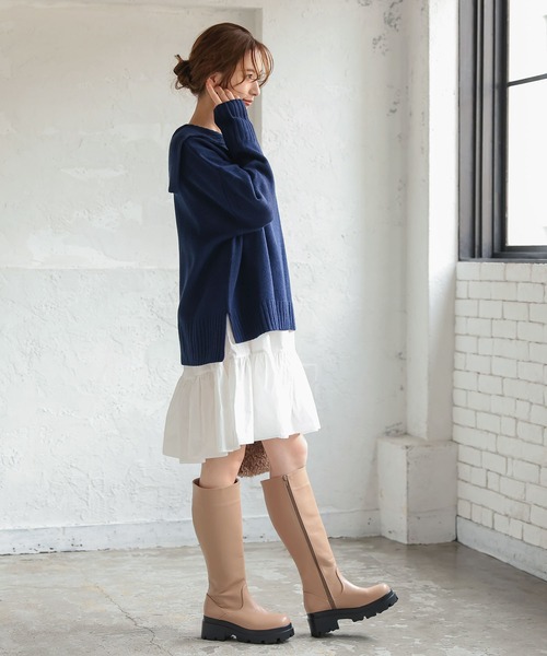 KOBE LETTUCE（コウベレタス）の「ロングコンバットブーツ（ブーツ・レディース・ブラウン/ベージュ/ブラック・LL/L/M/S）」の7枚目の写真