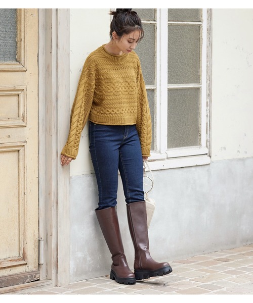 KOBE LETTUCE（コウベレタス）の「ロングコンバットブーツ（ブーツ・レディース・ブラウン/ベージュ/ブラック・LL/L/M/S）」の10枚目の写真