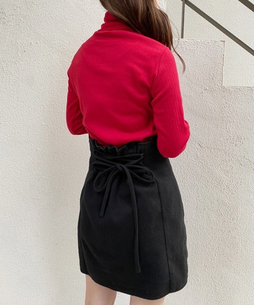 one after another NICE CLAUP（ワンアフターアナザーナイスクラップ）の「メインでもインナーでも使える！NCイニシャル刺繍ハイネックリブトップス（Tシャツ/カットソー・レディース・オフホワイト/ブラック/杢グレー/ピンク/レッド/ベージュ・FREE）」の19枚目の写真