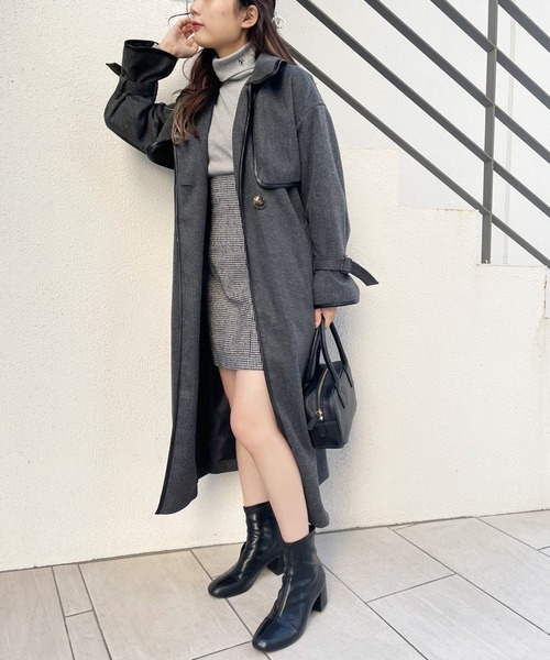 one after another NICE CLAUP（ワンアフターアナザーナイスクラップ）の「メインでもインナーでも使える！NCイニシャル刺繍ハイネックリブトップス（Tシャツ/カットソー・レディース・オフホワイト/ブラック/杢グレー/ピンク/レッド/ベージュ・FREE）」の18枚目の写真