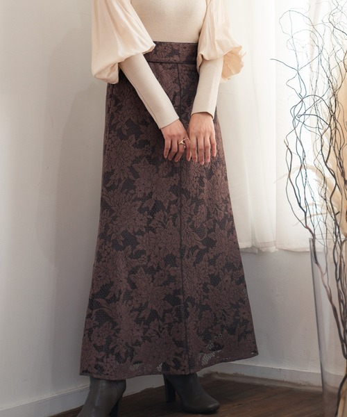LADYMADE(レディメイド)の「パイピングジャガードレーススカート(スカート・レディース・ブラック/ブラウン/ブルー・FREE)」の2枚目の写真