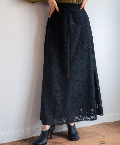 LADYMADE(レディメイド)の「パイピングジャガードレーススカート(スカート・レディース・ブラック/ブラウン/ブルー・FREE)」の1枚目の写真