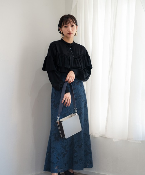 LADYMADE(レディメイド)の「パイピングジャガードレーススカート(スカート・レディース・ブラック/ブラウン/ブルー・FREE)」の8枚目の写真