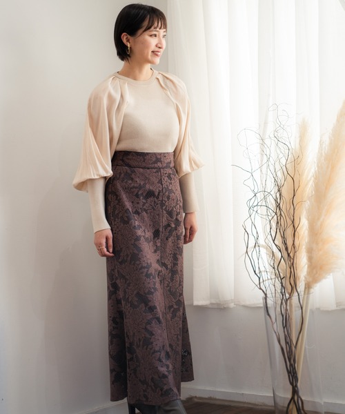 LADYMADE(レディメイド)の「パイピングジャガードレーススカート(スカート・レディース・ブラック/ブラウン/ブルー・FREE)」の4枚目の写真