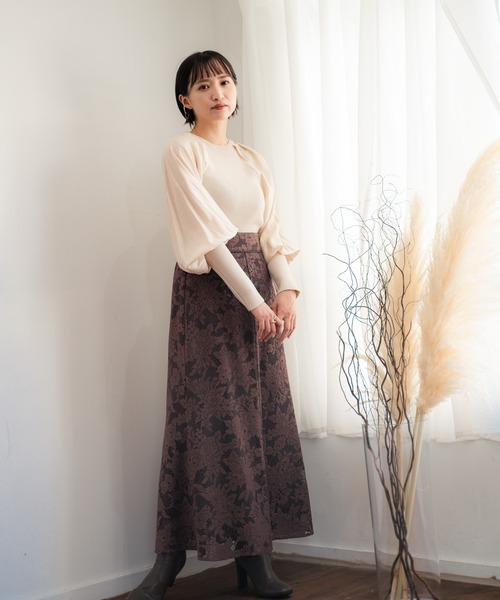 LADYMADE(レディメイド)の「パイピングジャガードレーススカート(スカート・レディース・ブラック/ブラウン/ブルー・FREE)」の5枚目の写真