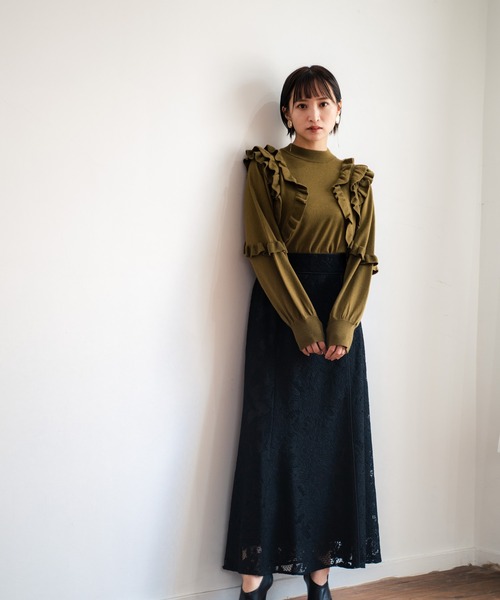 LADYMADE(レディメイド)の「パイピングジャガードレーススカート(スカート・レディース・ブラック/ブラウン/ブルー・FREE)」の11枚目の写真