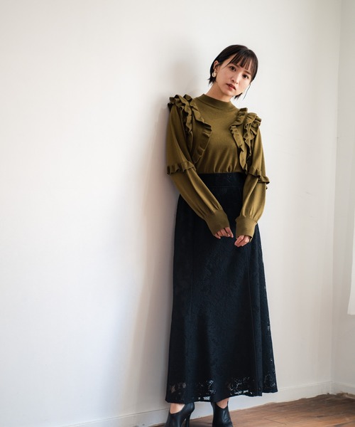 LADYMADE(レディメイド)の「パイピングジャガードレーススカート(スカート・レディース・ブラック/ブラウン/ブルー・FREE)」の9枚目の写真