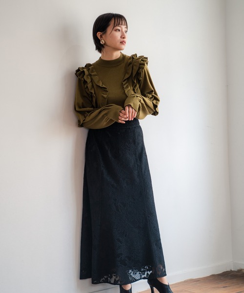 LADYMADE(レディメイド)の「パイピングジャガードレーススカート(スカート・レディース・ブラック/ブラウン/ブルー・FREE)」の7枚目の写真