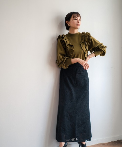 LADYMADE(レディメイド)の「パイピングジャガードレーススカート(スカート・レディース・ブラック/ブラウン/ブルー・FREE)」の15枚目の写真