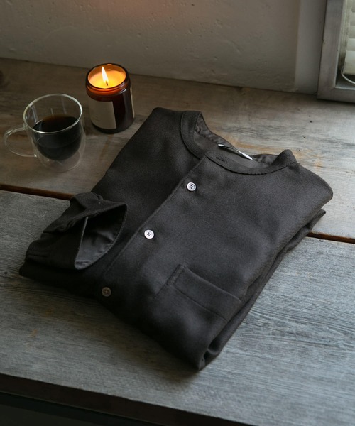 URBAN RESEARCH DOORS（アーバンリサーチドアーズ）の「フラノバンドカラーシャツ（シャツ/ブラウス・メンズ・ブラウン/ネイビー/チャコールグレー・40/38）」の3枚目の写真