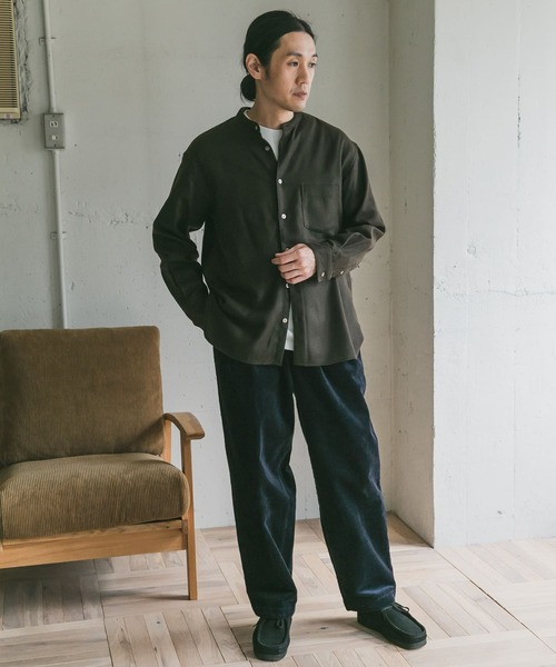 URBAN RESEARCH DOORS（アーバンリサーチドアーズ）の「フラノバンドカラーシャツ（シャツ/ブラウス・メンズ・ブラウン/ネイビー/チャコールグレー・40/38）」の11枚目の写真