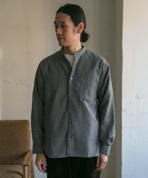 URBAN RESEARCH DOORS（アーバンリサーチドアーズ）の「フラノバンドカラーシャツ（シャツ/ブラウス・メンズ・ブラウン/ネイビー/チャコールグレー・40/38）」の16枚目の写真
