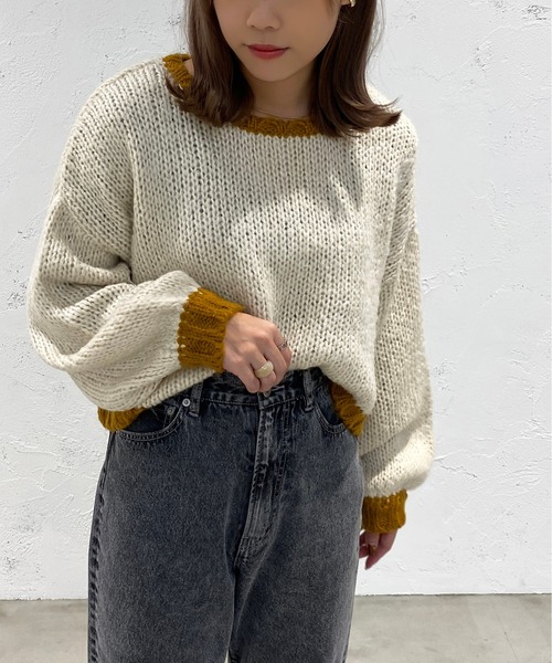 apres jour mignon(アプレジュールミニョン)の「ショート配色ニット【ZOZOTOWN限定アイテム】【11PO】(ニット/セーター・レディース・イエロー系その他/オレンジ/グリーン・X-LARGE/フリー)」の12枚目の写真