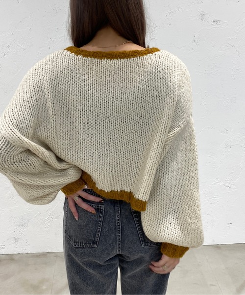 apres jour mignon(アプレジュールミニョン)の「ショート配色ニット【ZOZOTOWN限定アイテム】【11PO】(ニット/セーター・レディース・イエロー系その他/オレンジ/グリーン・X-LARGE/フリー)」の13枚目の写真