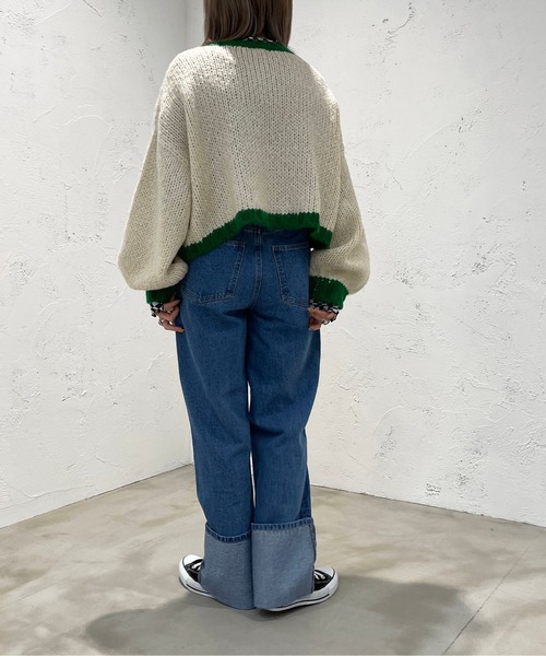 apres jour mignon(アプレジュールミニョン)の「ショート配色ニット【ZOZOTOWN限定アイテム】【11PO】(ニット/セーター・レディース・イエロー系その他/オレンジ/グリーン・X-LARGE/フリー)」の9枚目の写真