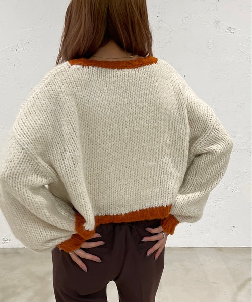 apres jour mignon(アプレジュールミニョン)の「ショート配色ニット【ZOZOTOWN限定アイテム】【11PO】(ニット/セーター・レディース・イエロー系その他/オレンジ/グリーン・X-LARGE/フリー)」の20枚目の写真