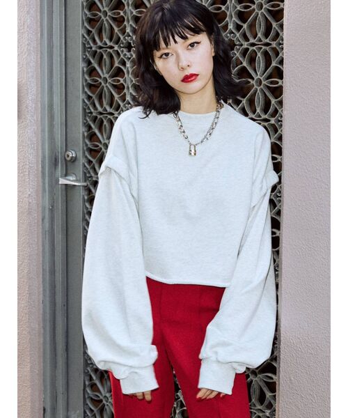 jouetie（ジュエティ）の「ショルダータックプルオーバー【セットアップ対応】（Tシャツ/カットソー・レディース・ブラック/グレー/グリーン・MEDIUM）」の3枚目の写真