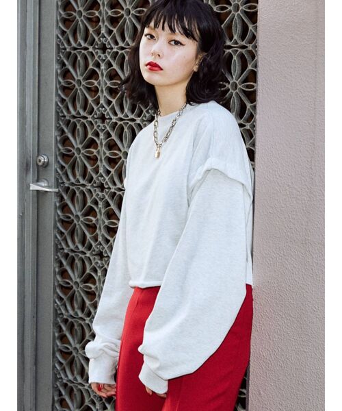 jouetie（ジュエティ）の「ショルダータックプルオーバー【セットアップ対応】（Tシャツ/カットソー・レディース・ブラック/グレー/グリーン・MEDIUM）」の14枚目の写真