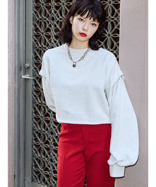 jouetie（ジュエティ）の「ショルダータックプルオーバー【セットアップ対応】（Tシャツ/カットソー・レディース・ブラック/グレー/グリーン・MEDIUM）」の12枚目の写真