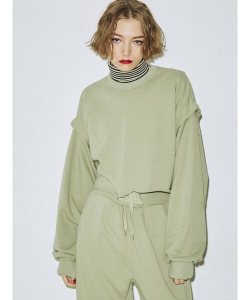 jouetie（ジュエティ）の「ショルダータックプルオーバー【セットアップ対応】（Tシャツ/カットソー・レディース・ブラック/グレー/グリーン・MEDIUM）」の7枚目の写真