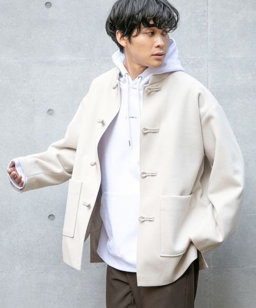 LOWRYS FARM(ローリーズファーム)の「ウールライクチャイナジャケット 257087(ノーカラージャケット・メンズ・アイボリー/チャコールグレー・MEDIUM/LARGE)」の2枚目の写真