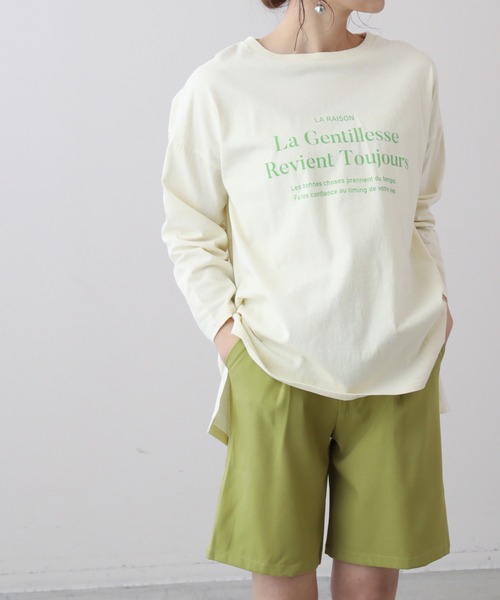 frames RAY CASSIN（フレームスレイカズン）の「WEB限定 前後差ロゴプリントロンT（Tシャツ/カットソー・レディース・キナリ/オフホワイト・FREE）」の6枚目の写真