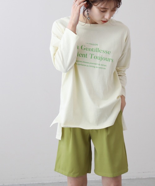 frames RAY CASSIN（フレームスレイカズン）の「WEB限定 前後差ロゴプリントロンT（Tシャツ/カットソー・レディース・キナリ/オフホワイト・FREE）」の7枚目の写真